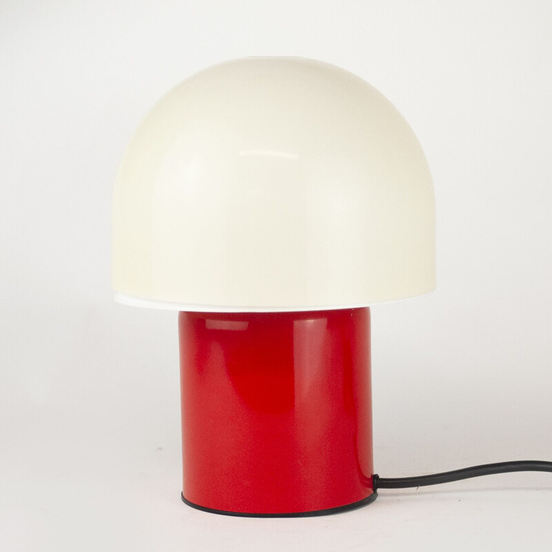 Lampe de table vintage rouge et blanche par Dijksta Lampen, 1970