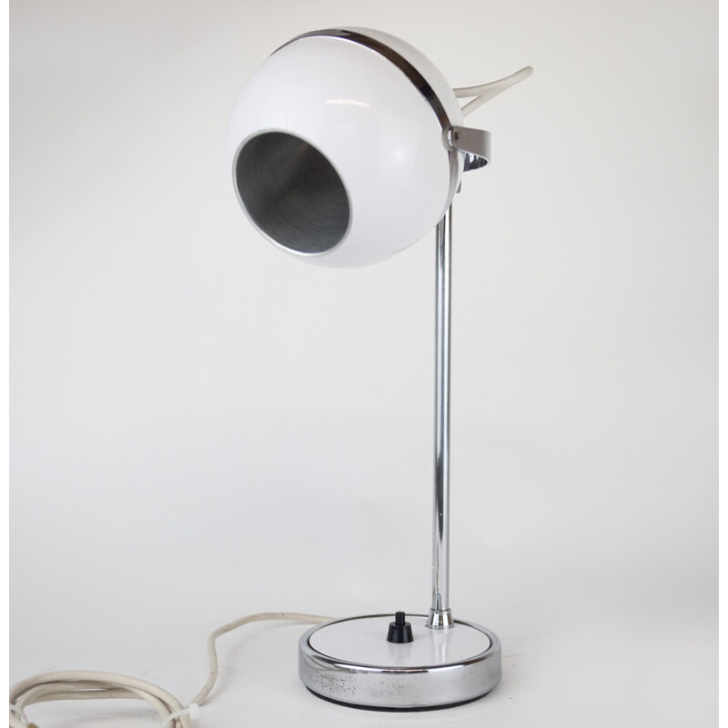 Lampe de bureau vintage blanche Eyeball, 1960