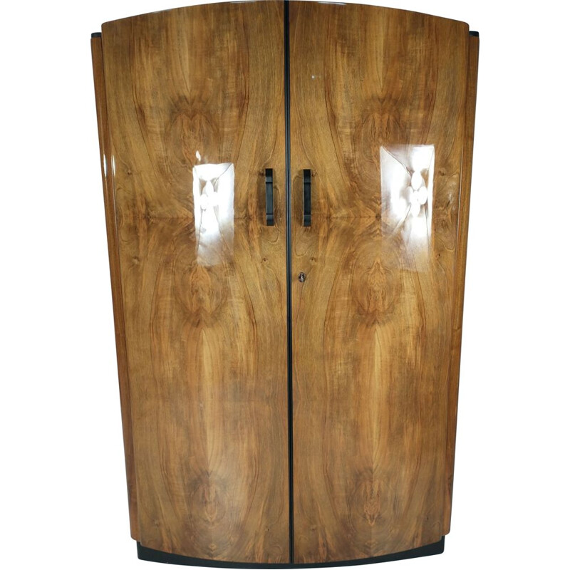 Art Deco vintage 2 doors walnut cabinet by Jindřich Halabala for UP Závody, 1950s