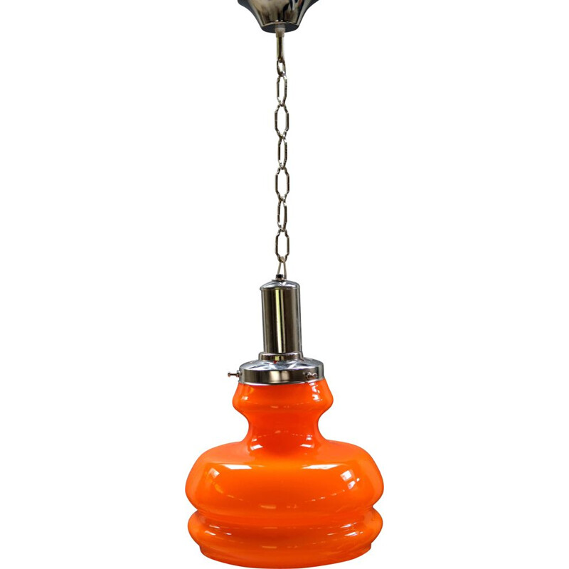 Vintage orange pendant lamp in Murano glass, Italy 1970s
