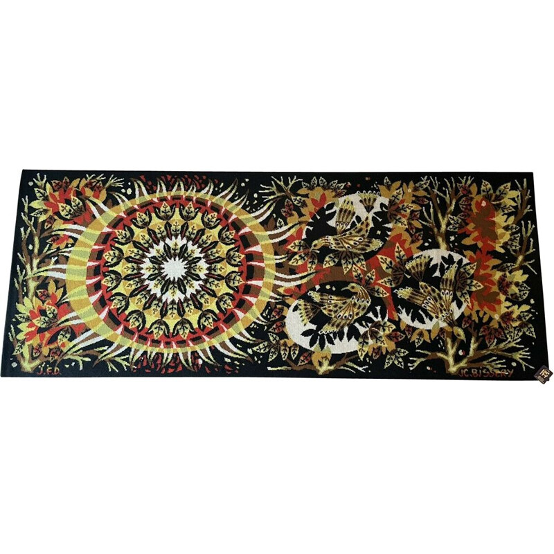 Vintage wool wall rug by Jean Claude Bissery