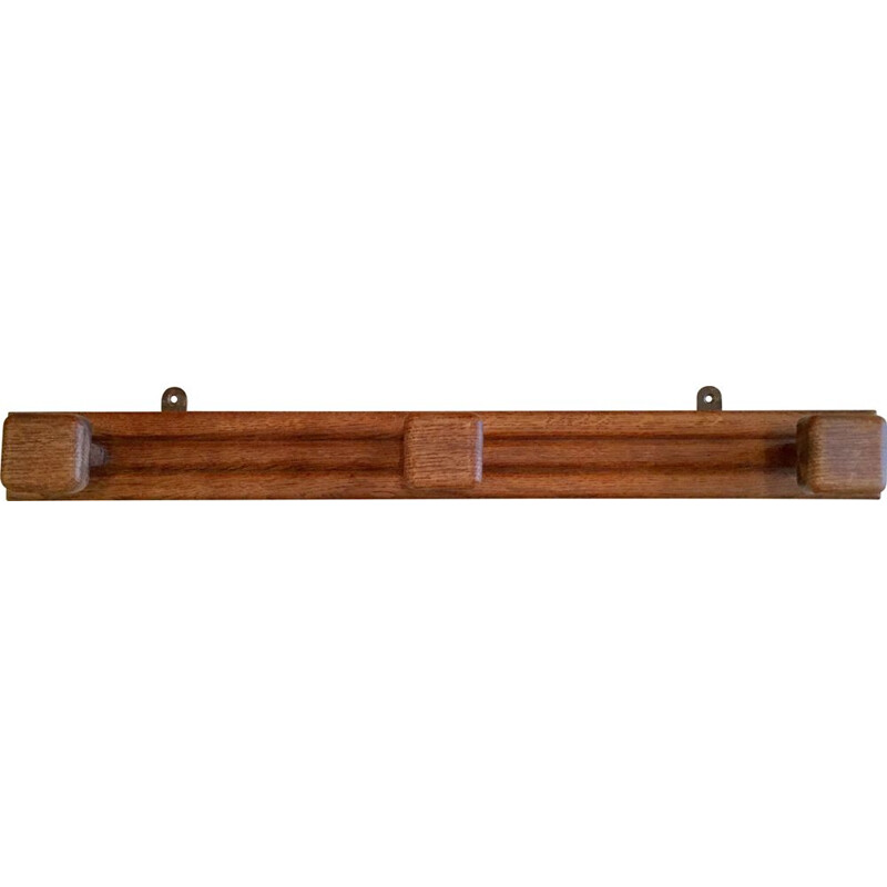 Vintage Art Deco solid oak wall coat rack, 1930-1940