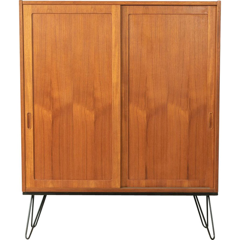 Vintage teak cabinet with two sliding doors by Poul Hundevad, Denmark 1960s