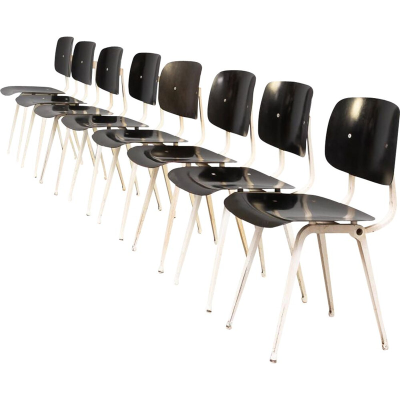 Set of 8 vintage "revolt" chairs by Friso Kramer for Ahrend de Cirkel