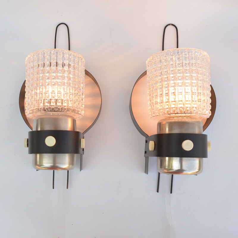 Pair of vintage wall lamps by Elektrotechniczna Spółdzielnia Inwalidów Nowa Huta, Poland 1960s