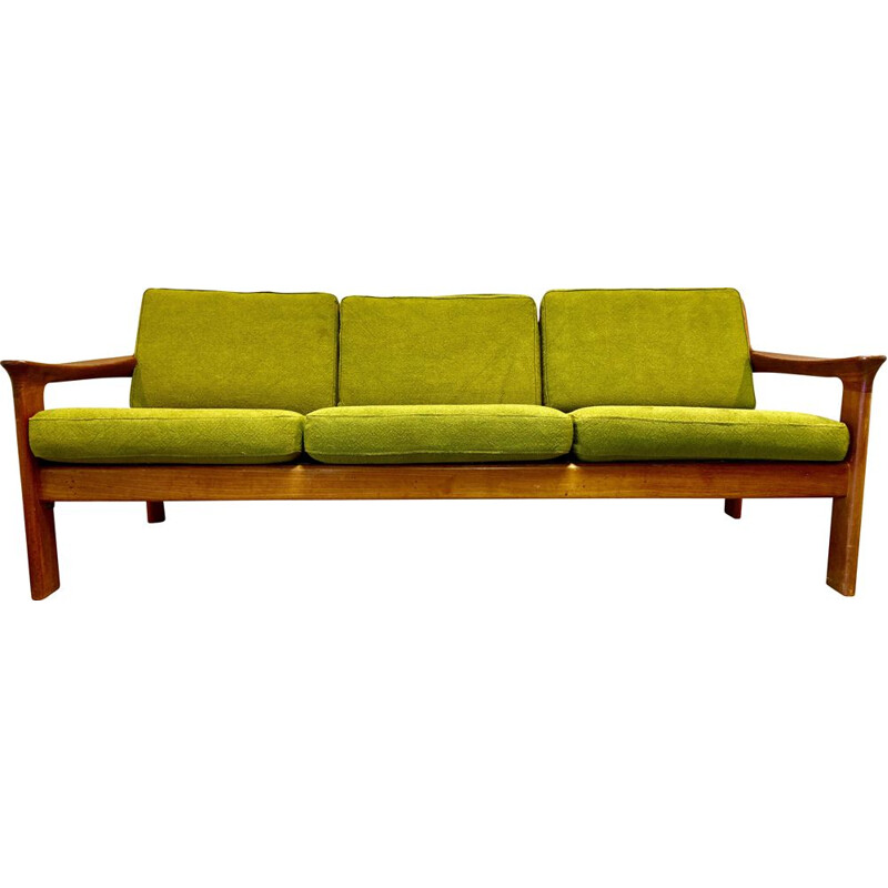 Vintage Scandinavian 3-seater khaki green sofa, 1950