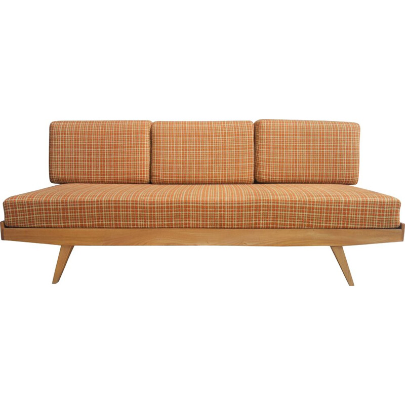 Lit de repos vintage en tissu orange, 1960