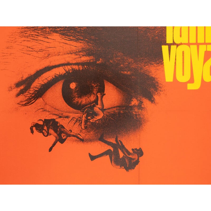 Affiche vintage du film "Voyage fantastique" en bois, 1966