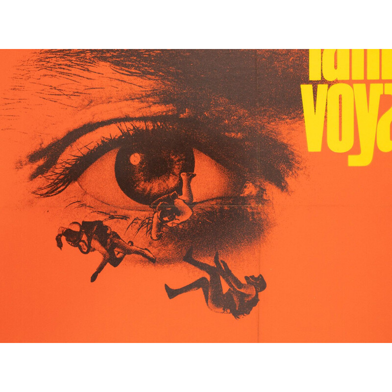 Cartaz Vintage do filme "Voyage fantastique" em madeira, 1966