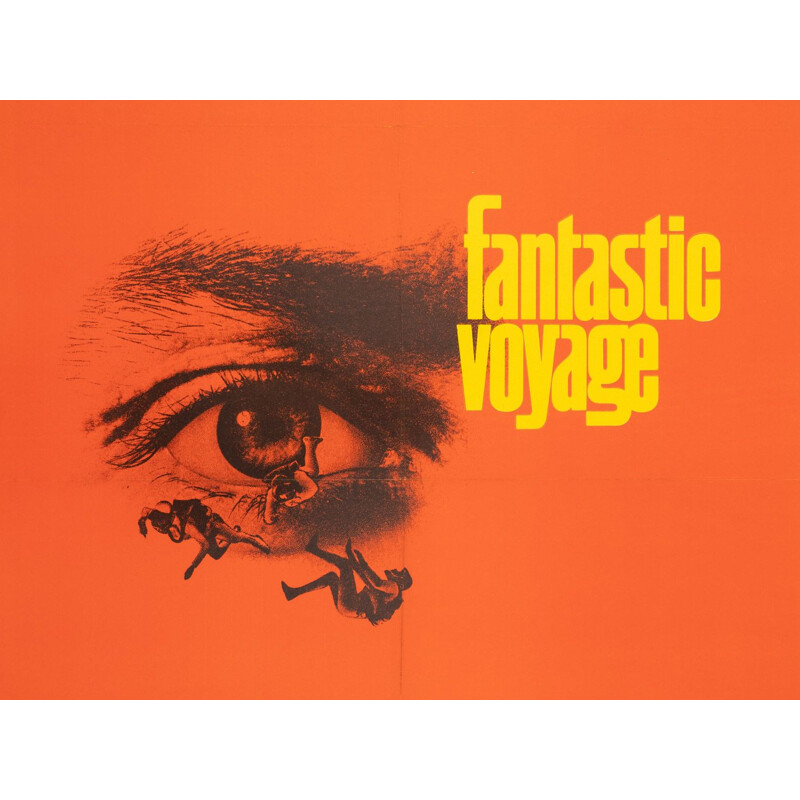 Affiche vintage du film "Voyage fantastique" en bois, 1966