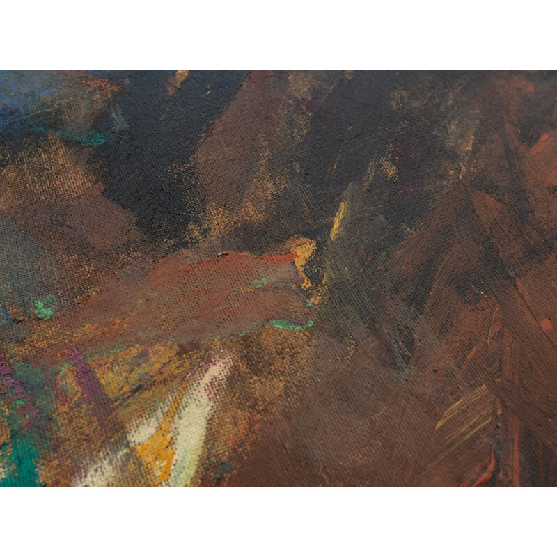 Composição abstracta vintage em moldura de madeira de cinzas