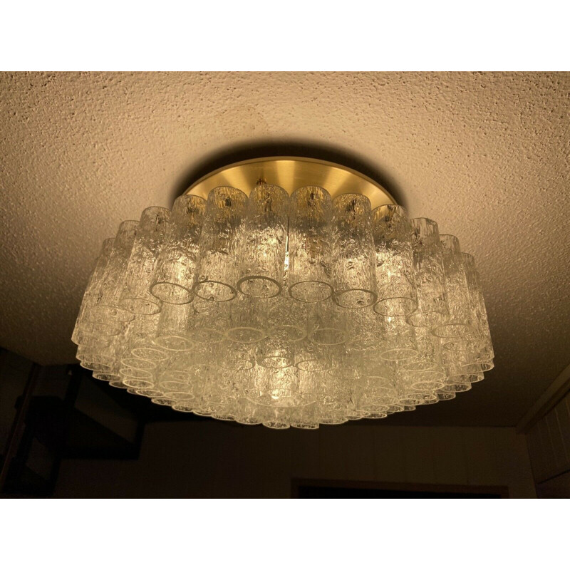 Mid century ice Murano glass ceiling lamp for Doria, 1960s