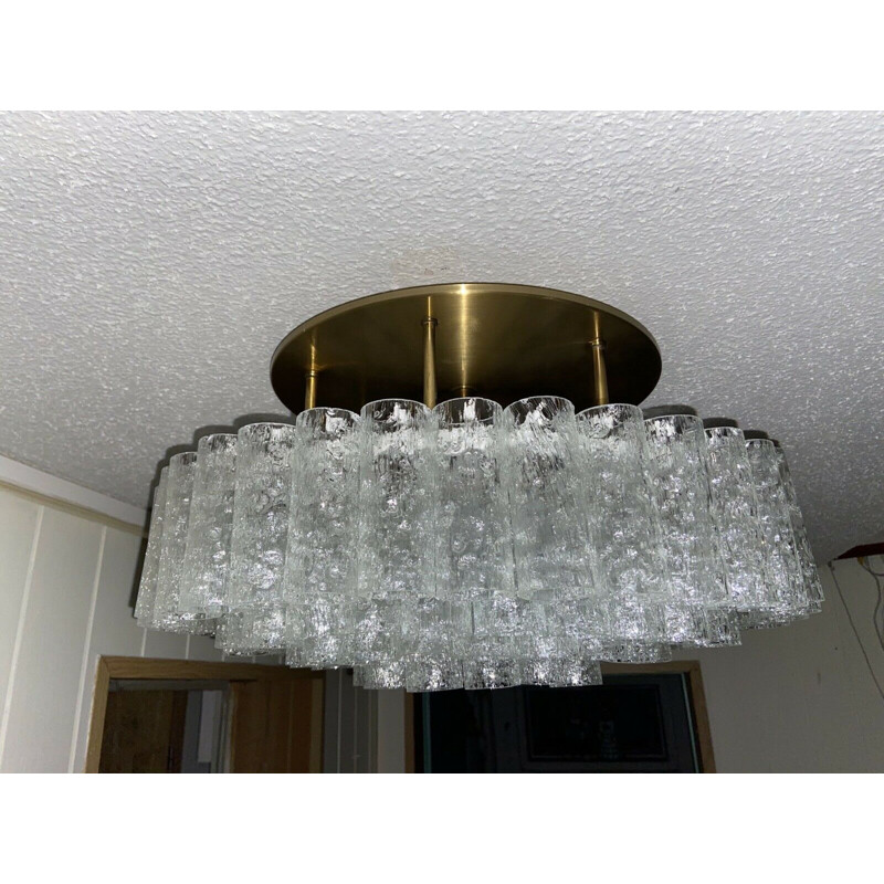 Mid century ice Murano glass ceiling lamp for Doria, 1960s