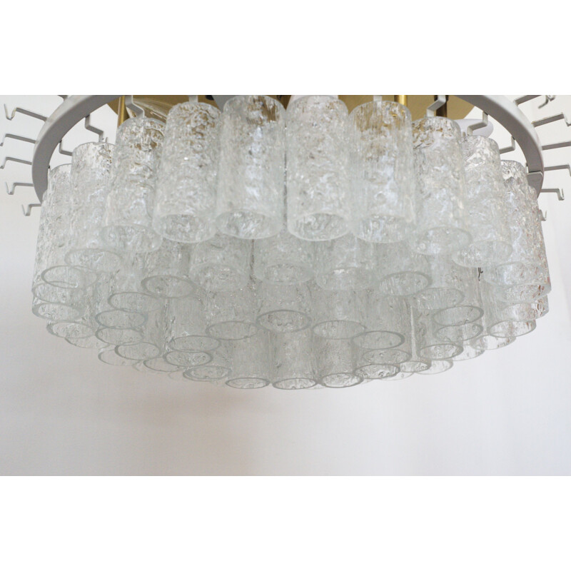 Mid century ice Murano glass ceiling lamp for Doria, 1960s