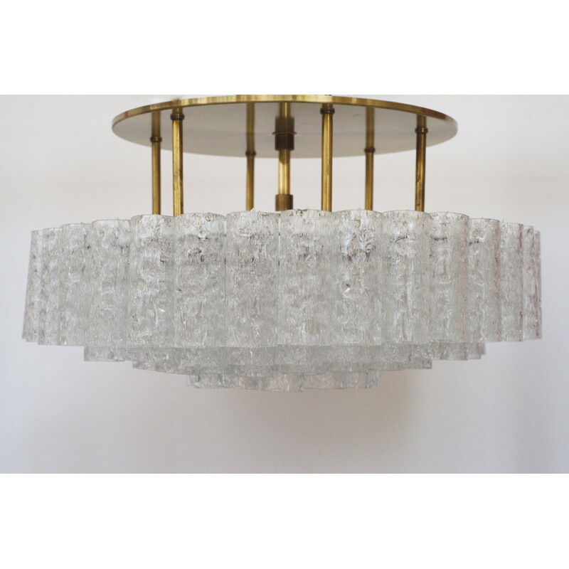 Mid century ice Murano glass ceiling lamp for Doria, 1960s