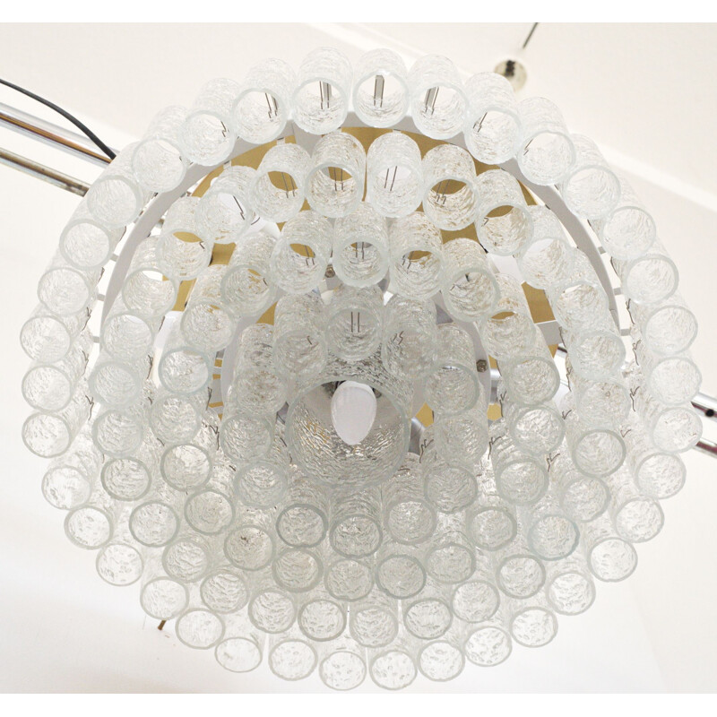 Mid century ice Murano glass ceiling lamp for Doria, 1960s