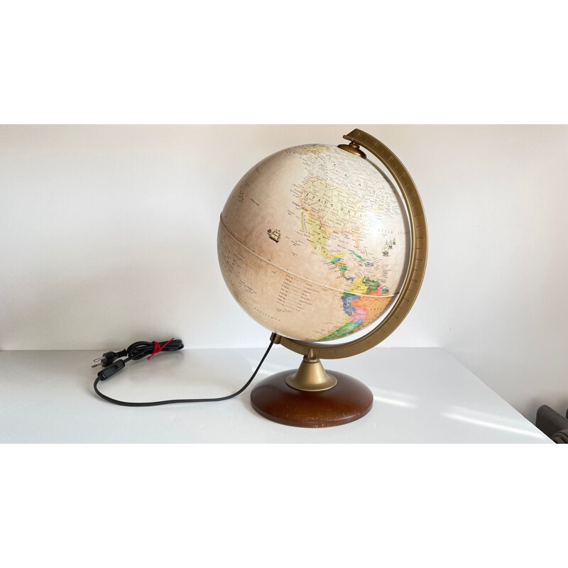 Vintage illuminated earth globe, Italy