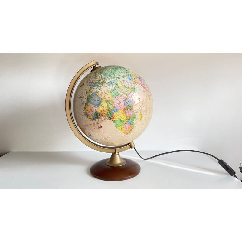 Vintage illuminated earth globe, Italy