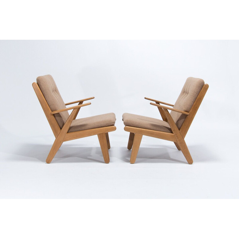 Pair of vintage Danish armchairs in oakwood by Poul Volther for FDB Mobler, 1960s