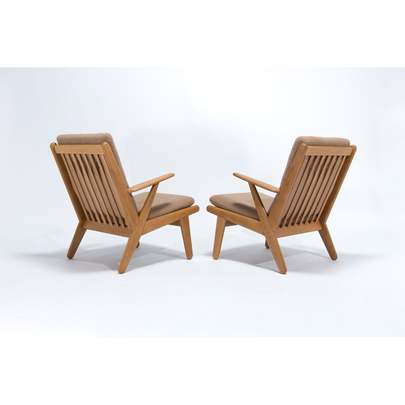 Pair of vintage Danish armchairs in oakwood by Poul Volther for FDB Mobler, 1960s