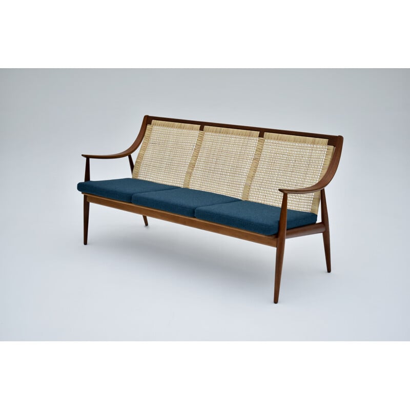 Teak and  Rattan Sofa Peter Hvidt & Orla Molgaard Nielsen Model 147 For France and Son