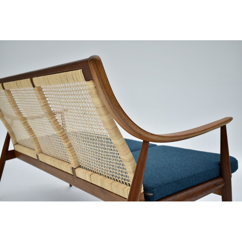 Teak and  Rattan Sofa Peter Hvidt & Orla Molgaard Nielsen Model 147 For France and Son