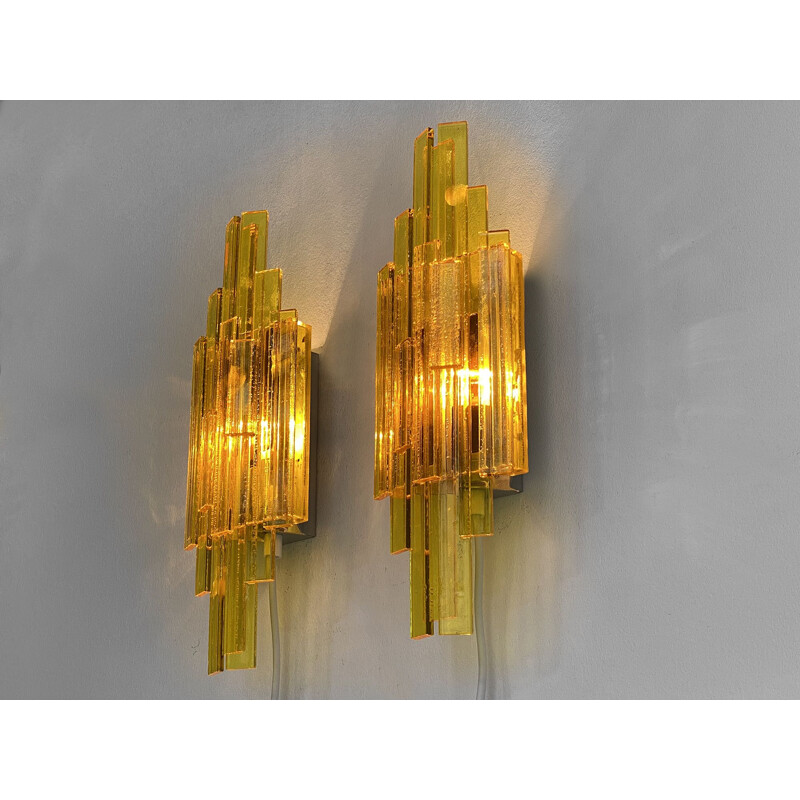 Pair of vintage acrylic wall lamps by Claus Bolby for CeBo industri, Denmark 1960s