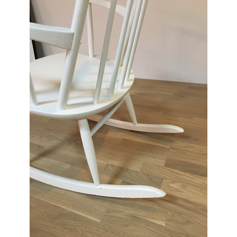 Vintage white Scandinavian rocking chair - 1960s