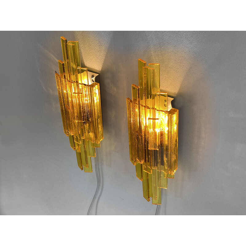 Pair of vintage acrylic wall lamps by Claus Bolby for CeBo industri, Denmark 1960s