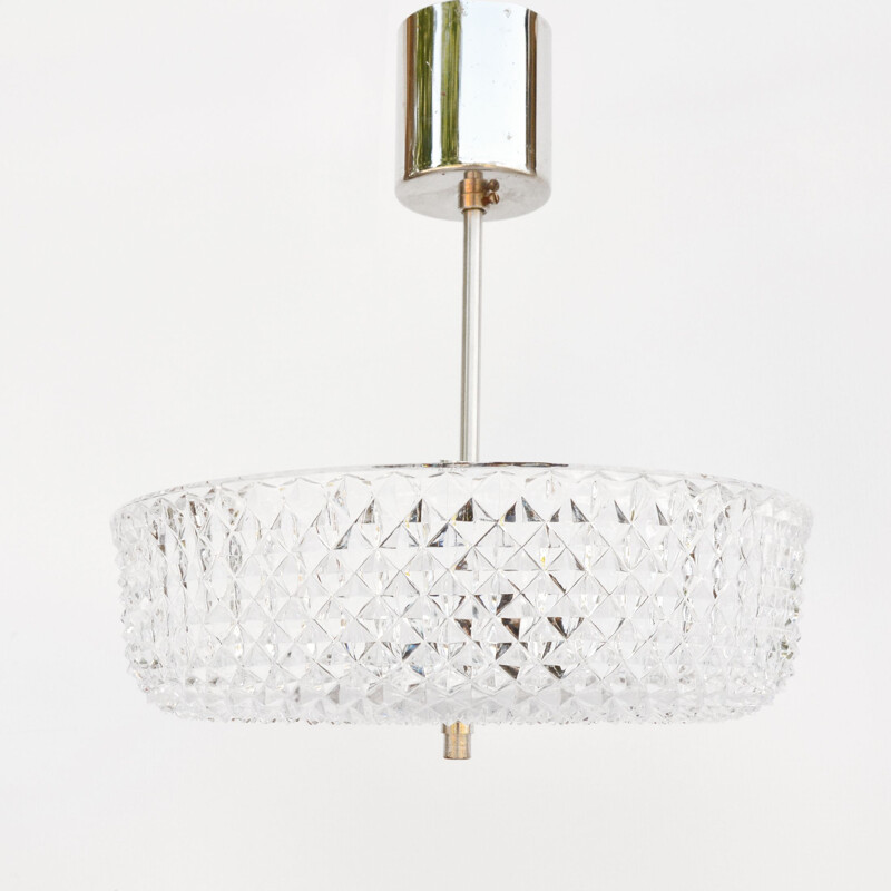 Crystal vintage pendant lamp by Kamenicky Senov, Czechoslovakia 1970s