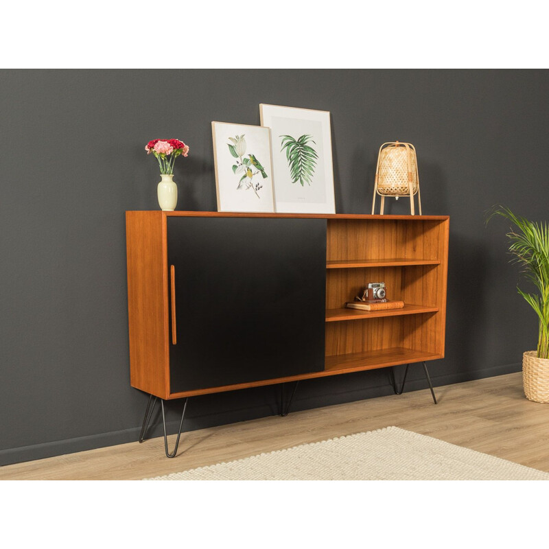 Mid century teak sideboard with a formica-coated sliding door by WK Möbel, Germany 1960s