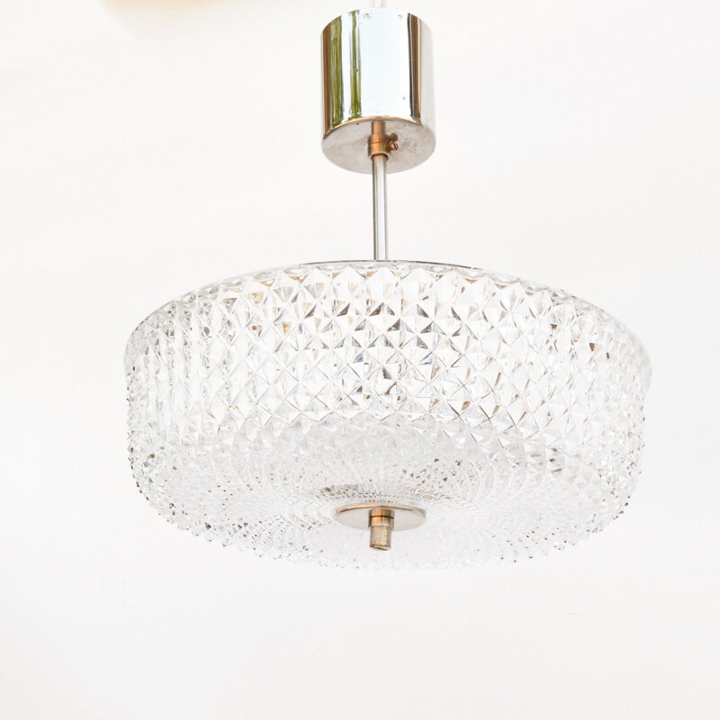 Crystal vintage pendant lamp by Kamenicky Senov, Czechoslovakia 1970s