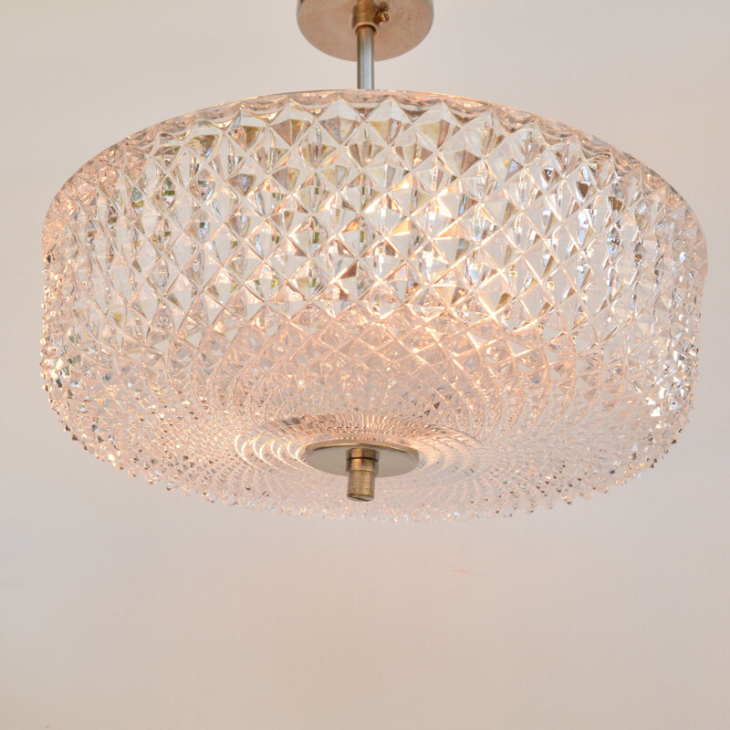 Crystal vintage pendant lamp by Kamenicky Senov, Czechoslovakia 1970s