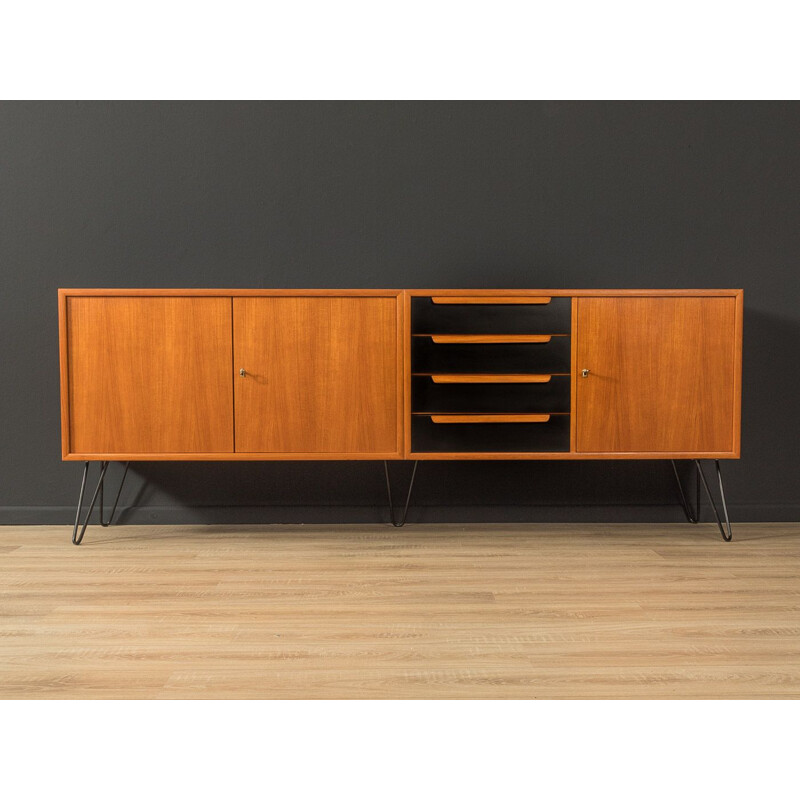 Vintage teak sideboard with four drawers and three doors by WK Möbel, Germany 1960s