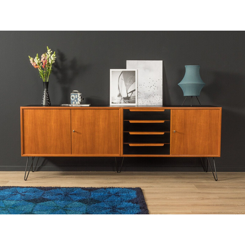 Vintage teak sideboard with four drawers and three doors by WK Möbel, Germany 1960s