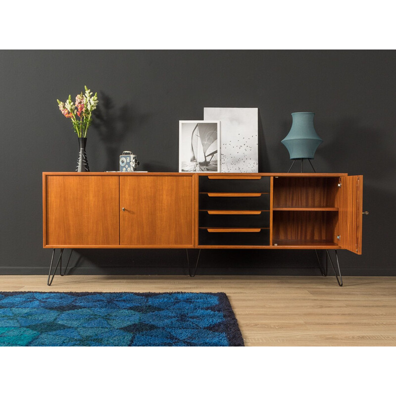 Vintage teak sideboard with four drawers and three doors by WK Möbel, Germany 1960s