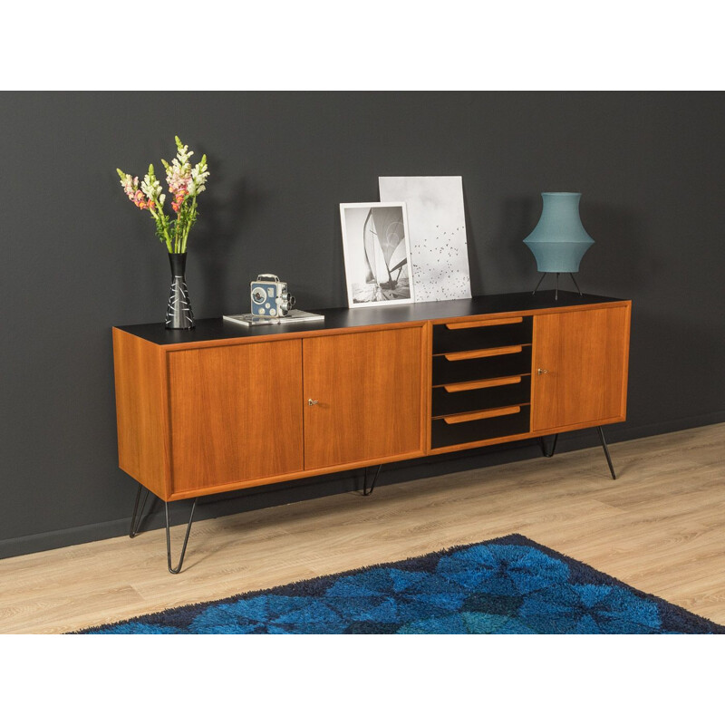 Vintage teak sideboard with four drawers and three doors by WK Möbel, Germany 1960s