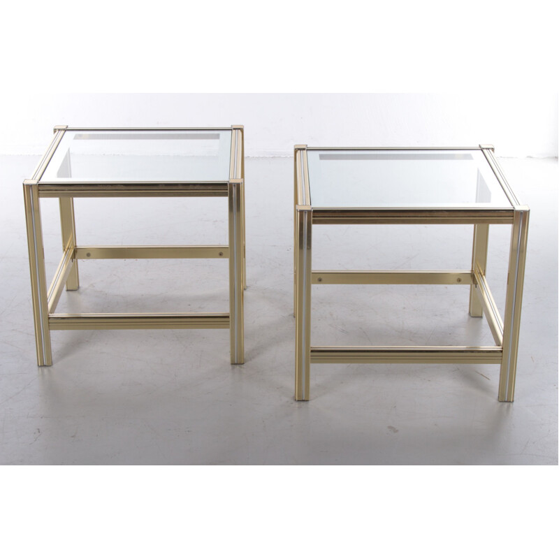 Pair of vintage French Hollywood Regency side tables, 1970s