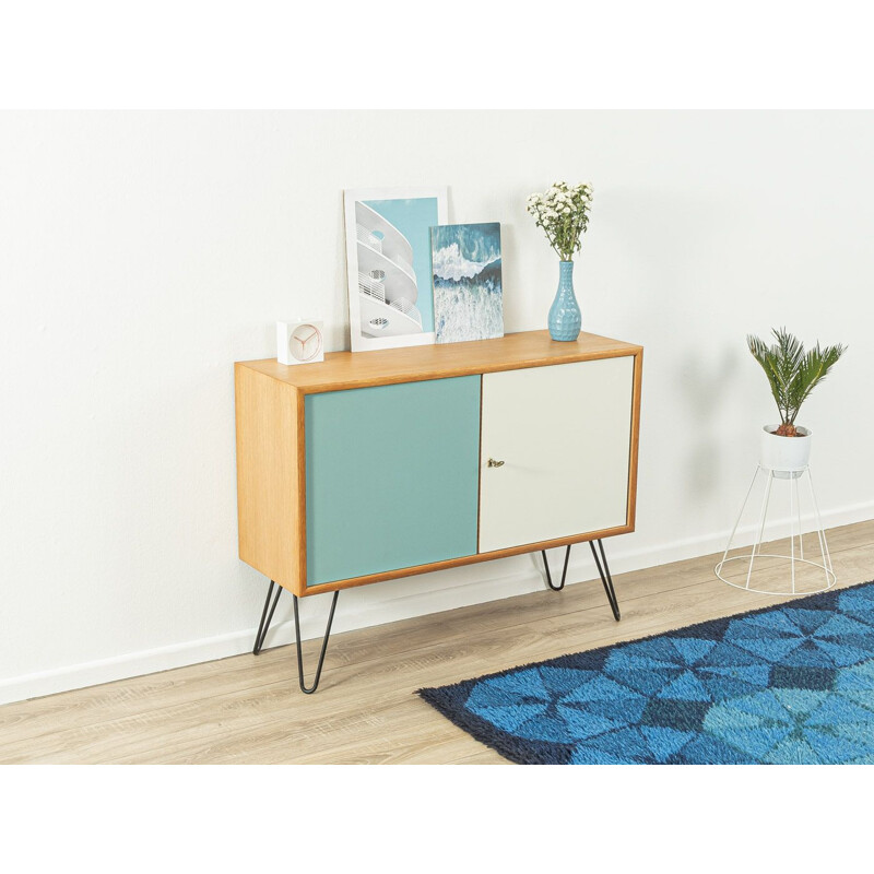 Vintage highboard with two doors in blue and white by WK Möbel, Germany 1960s