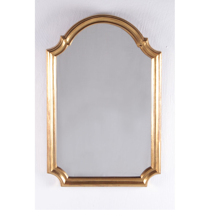 Espelho dourado Vintage com aro de madeira, 1980
