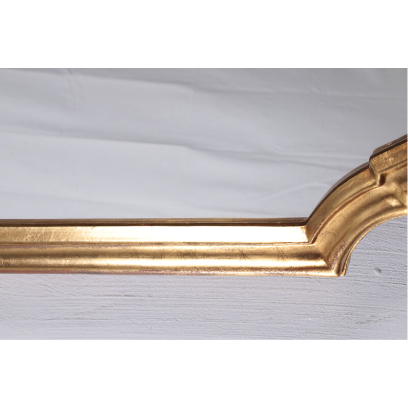 Vintage gilded mirror with wood edge, 1980