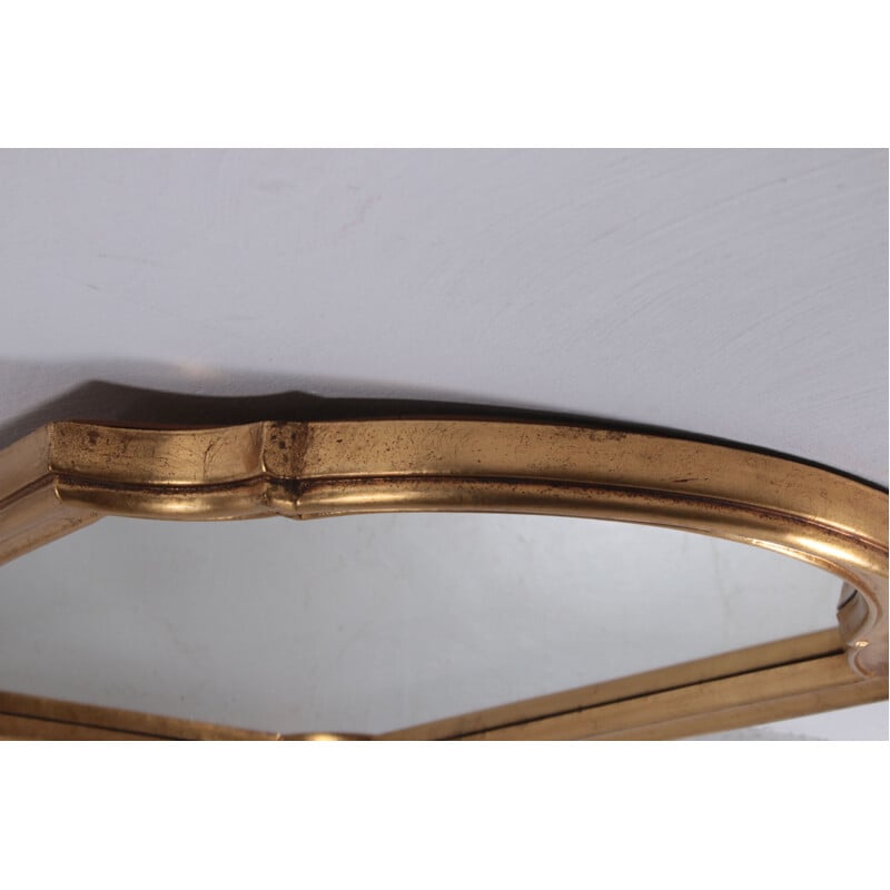 Vintage gilded mirror with wood edge, 1980