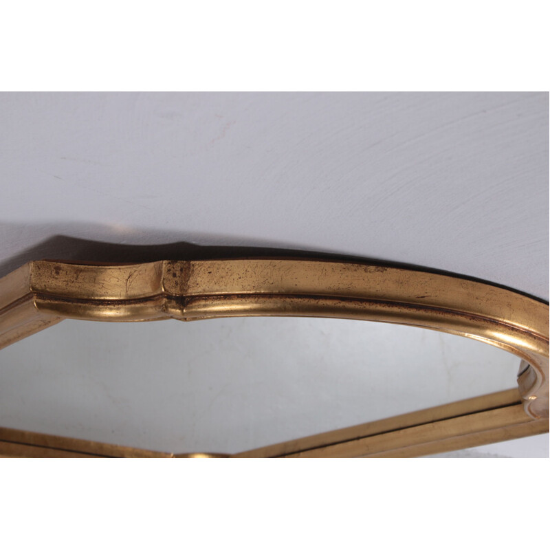 Vintage gilded mirror with wood edge, 1980