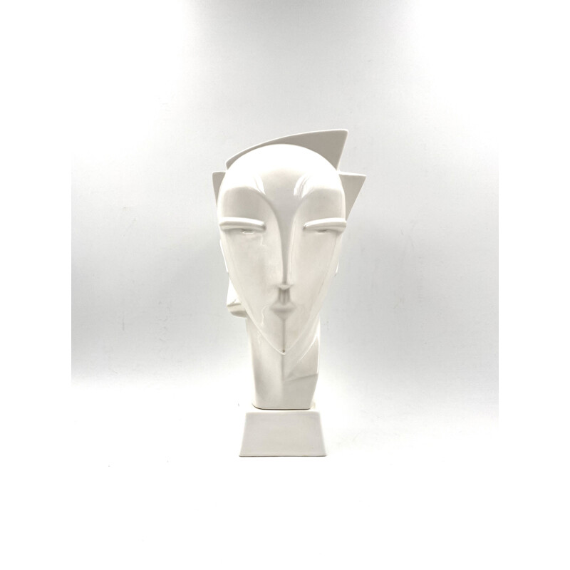Vintage Lindsey B. white ceramic mannequin head, UK 1980s