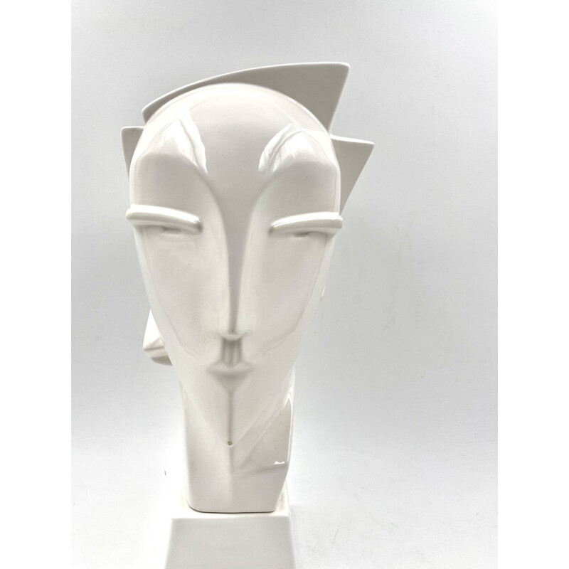 Vintage Lindsey B. white ceramic mannequin head, UK 1980s