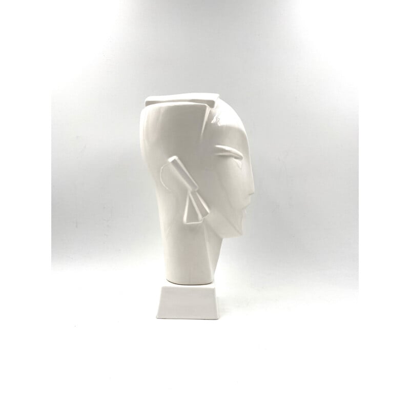 Vintage Lindsey B. white ceramic mannequin head, UK 1980s