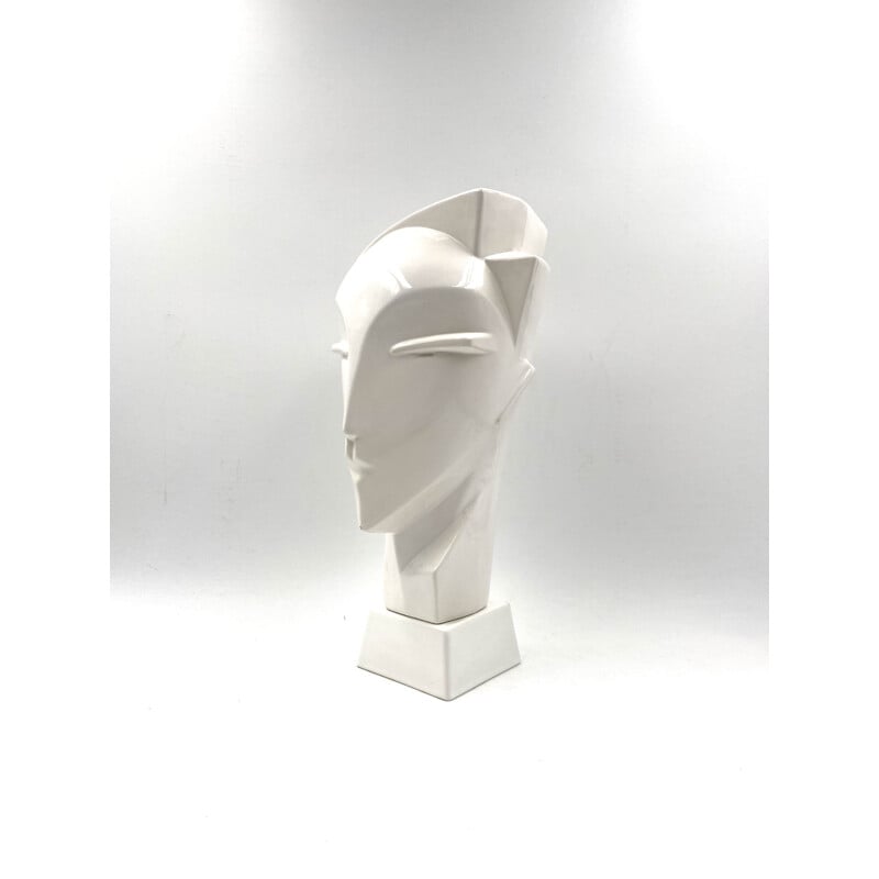 Vintage Lindsey B. white ceramic mannequin head, UK 1980s