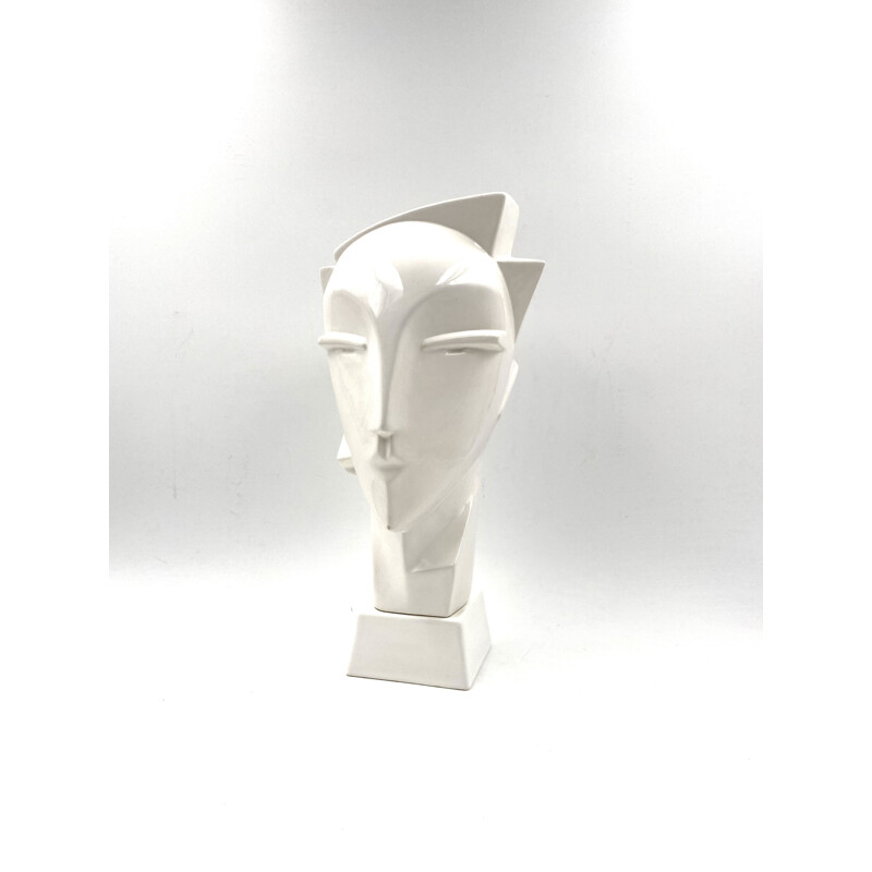 Vintage Lindsey B. white ceramic mannequin head, UK 1980s