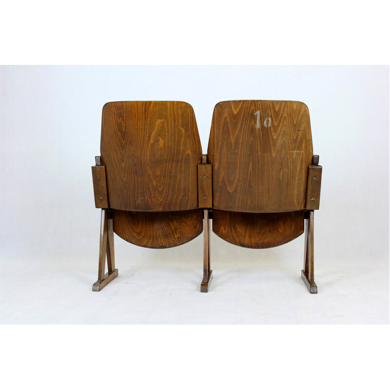 Vintage cinema seats two-seater by Ton, 1960s