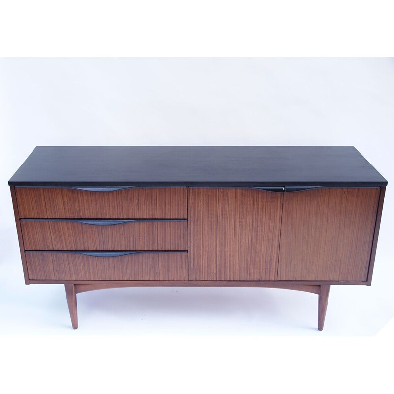 Vintage Scandinavian sideboard in honey and black teak, 1960-1970